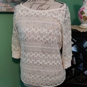 Eyeshadow Lace Like Sheer Blouse Size XL